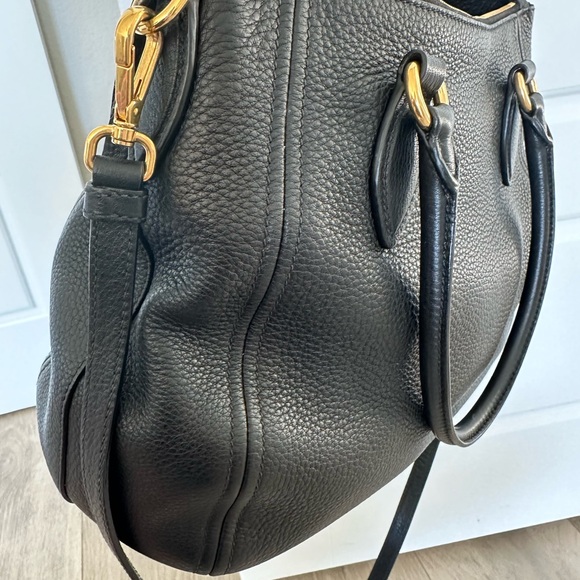 Prada Black Vitello Phenix Leather Hobo Bag 1BC032 - Picture 7 of 16